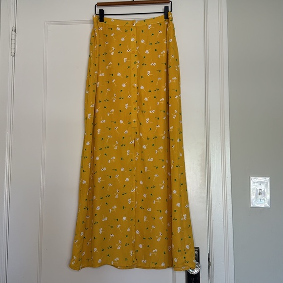 Collective Concepts Button Front Yellow Floral Maxi Skirt Size L - Picture 4 of 12